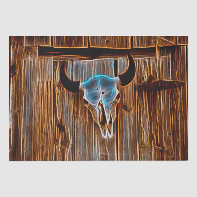Land Rustikaler Western Bull Skull Surreal Art Seidenpapier (Vorderseite)