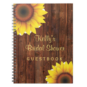 Land-rustikales Sonnenblume-Brautparty-Gast-Buch Notizblock