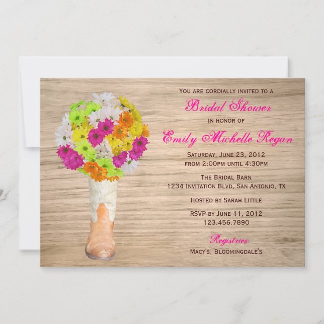 Land-rustikales Stiefel-und Einladung (Vorderseite)