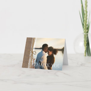 Land-Sackleinen und Bindfaden Foto Danke