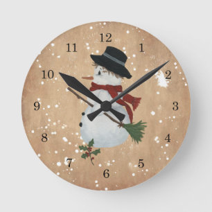 Land-Schneemann-Wanduhr Runde Wanduhr