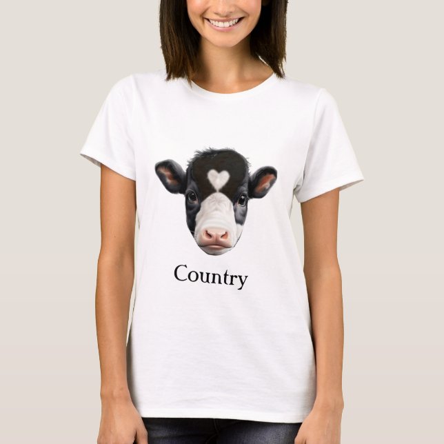 Land Schwarz-Weiß-Kuh-Gesicht T-Shirt (Vorderseite)