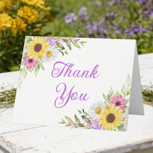 Land Sonnenblume Gänseblümchen Florales Hochzeit D Dankeskarte