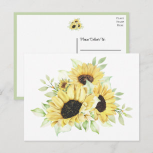 Land Sonnenblume Wasserfarbe Gelb Floral Postkarte
