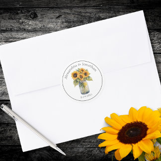 Land-Sonnenblumen-Hochzeit Runder Aufkleber