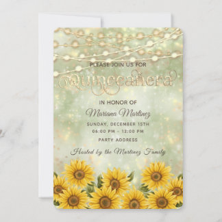 Land Sonnenblumen Lichter Quinceañera Einladung