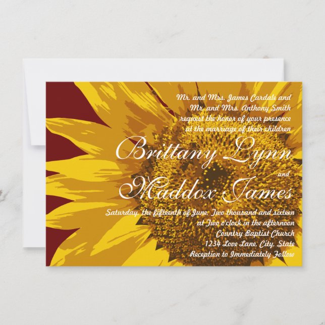 Land Sonnenblumen Rustikale Hochzeitseinladungen Einladung (Vorderseite)