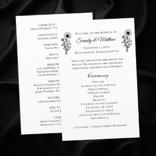 Land Sonnenblumen Rustikale Hochzeitsprogramme