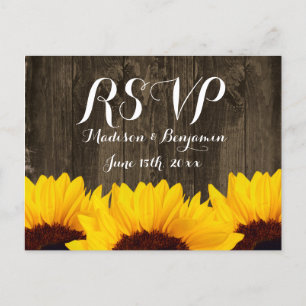 Land Sonnenblumen Rustikales Holz UAWG POSTCARDS Einladungspostkarte