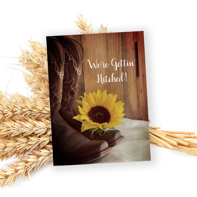 Land Sonnenblumen Western Hochzeit Save the Date Ankündigungspostkarte (Von Creator hochgeladen)