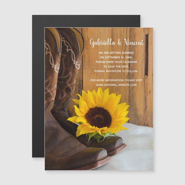 Land Sonnenblumen Western Hochzeit Save the Date Magneteinladung (Vorne/Hinten)