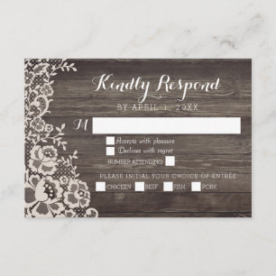 Land-Spitze-hölzerne Hochzeit UAWG Wartekarte RSVP Karte