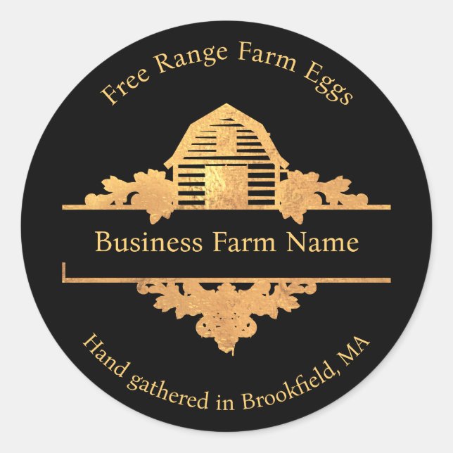 Land Stall Farmhouse Gold und Black Runder Aufkleber (Vorderseite)