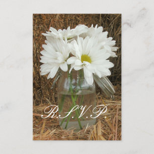 Land / Stallhochzeit RSVP - Daisies in Mason Jar Karte