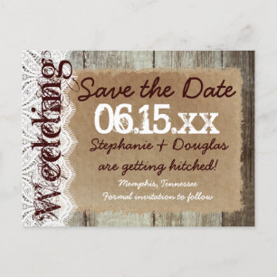 Land Stallholz rustikale Save the Date Postkarten