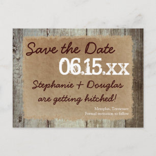 Land Stallholz rustikale Save the Date Postkarten