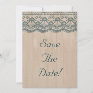 Land Stallholz & Spitzen Hochzeit retten das Datum Einladung