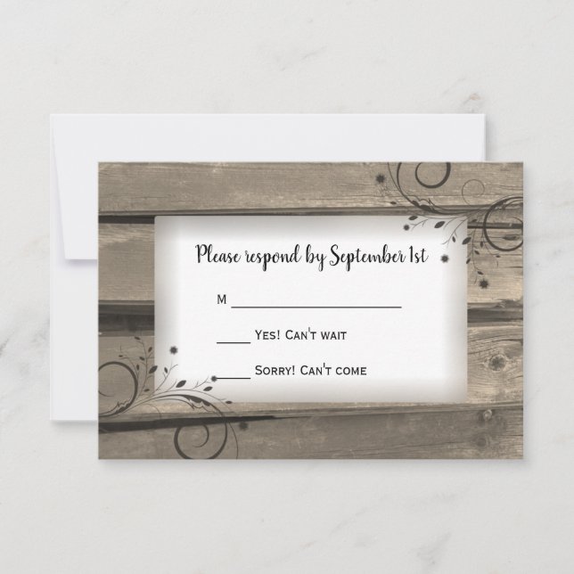 Land Stallholz und Blume Hochzeit RSVP Karte (Vorderseite)