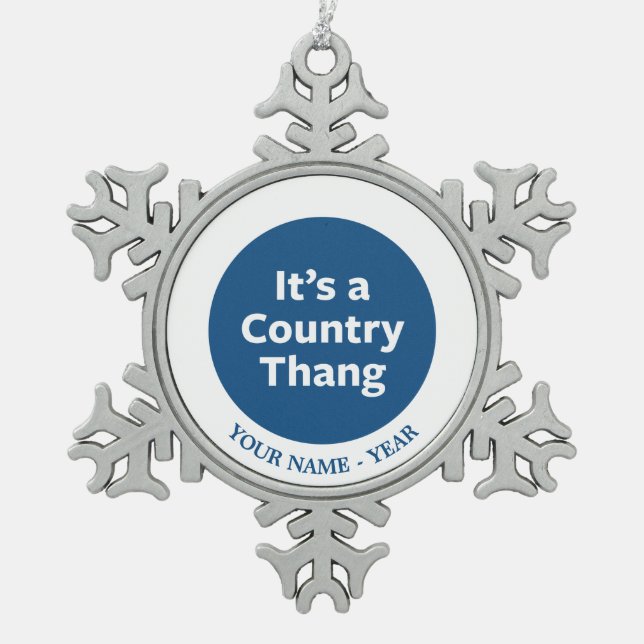 Land Thang Schneeflocken Zinn-Ornament (Vorderseite)