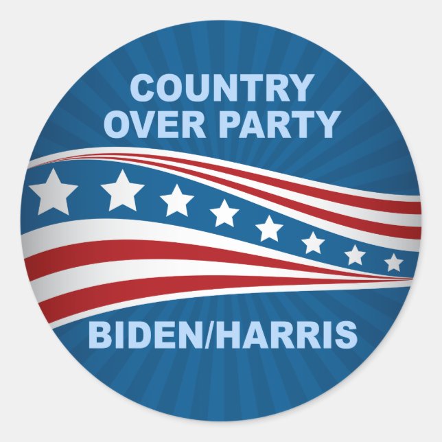Land über Party Biden Harris Runder Aufkleber (Vorderseite)