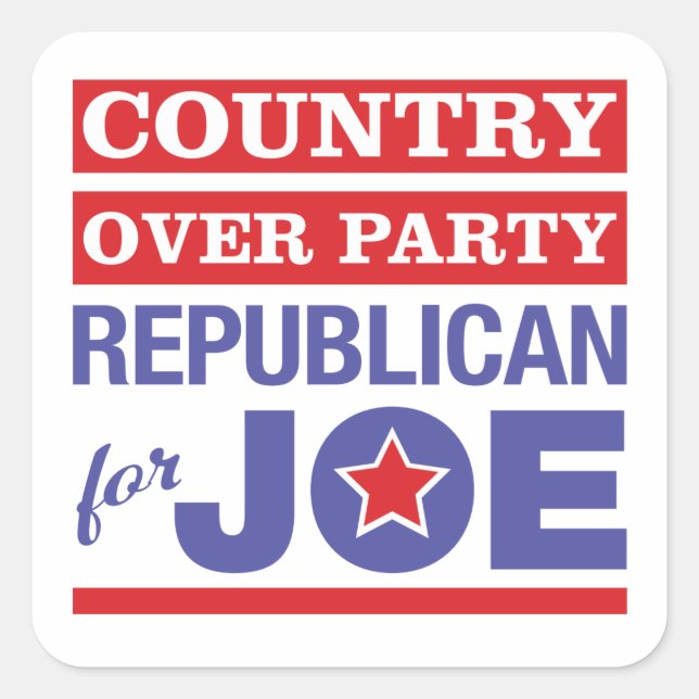Land über Party / Republikaner für Joe Biden Quadratischer Aufkleber (Vorderseite)
