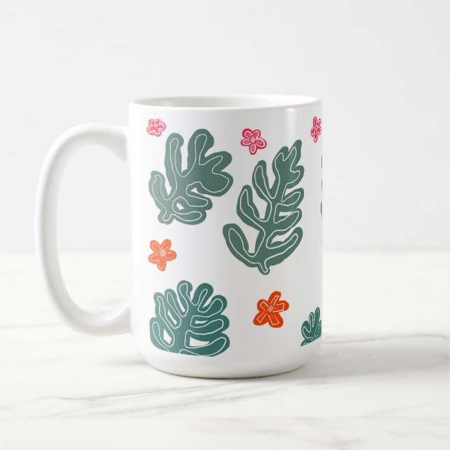 Land und Meer: doodle Muster Blume und Pflanze Kaffeetasse (Links)