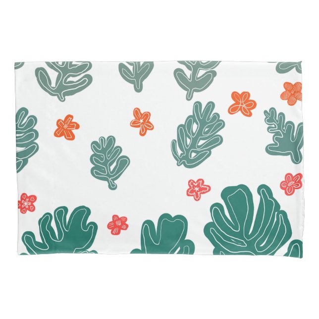 Land und Meer: doodle Muster Blume und Pflanze Kissenbezug (Vorderseite)