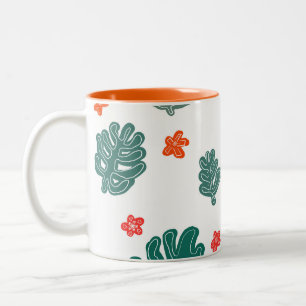 Land und Meer: doodle Muster Blume und Pflanze Zweifarbige Tasse