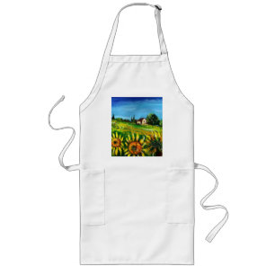 LAND UND SONNENBLUMEN IN DER Toskana Lange Schürze