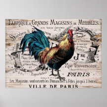Land Vintager Hahn Nostalgisches Plakat