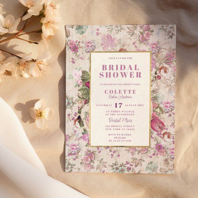 Land Vintages Rosa Brautparty Einladung (Country vintage blush pink floral Bridal Shower)