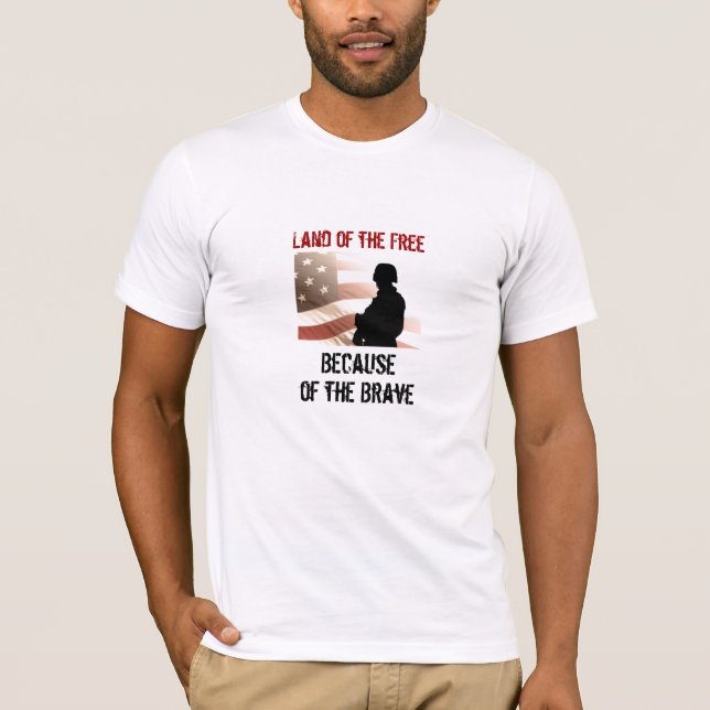 Land vom freien wegen des tapferen Militärs T-Shirt (Vorderseite)