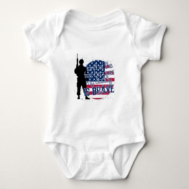 Land vom freien, weil mein Vati tapfer ist Baby Strampler (Vorderseite)