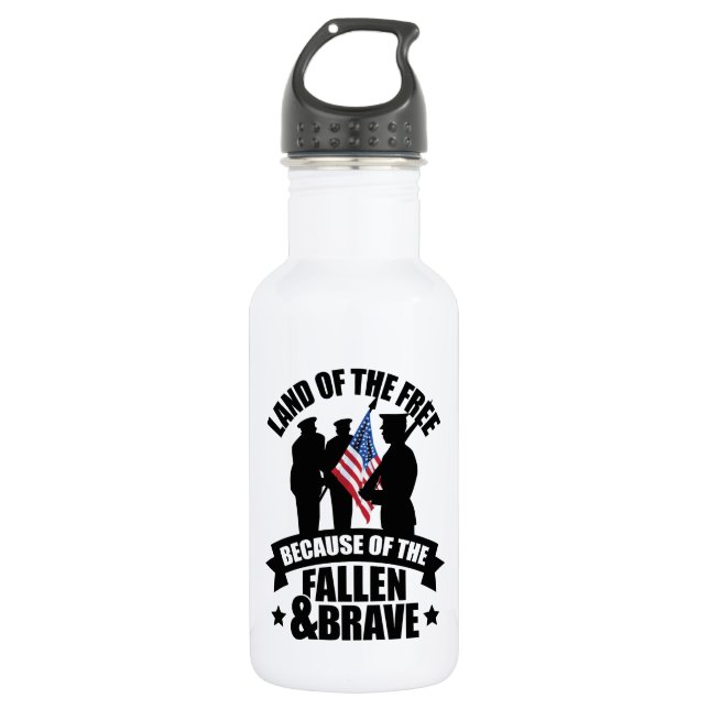 Land von freiem wegen gefallen u. Brave Edelstahlflasche (Vorderseite)