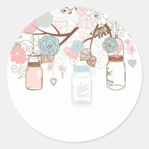 Land-Weckglas-Baby-Aufkleber blau und rosa Runder Aufkleber