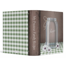 Land-Weckglas-Grün-Gingham-Rezept-Mappe