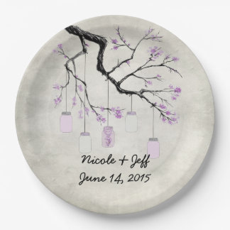 Land-Weckgläser in der Lavendel-Hochzeit Pappteller