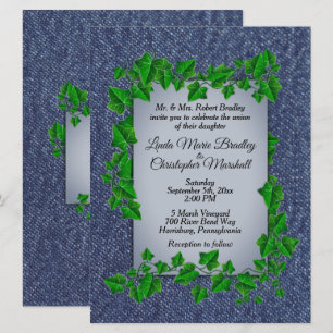 Land Wedding Denim Vines Einladung 6,5" x 8,75