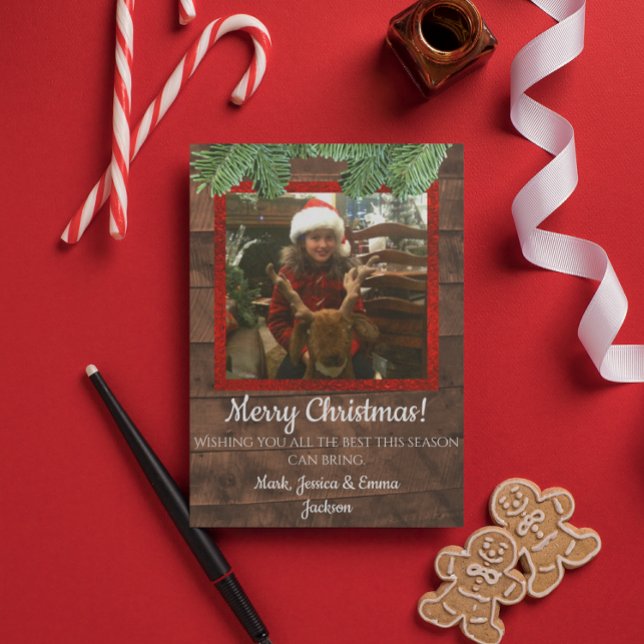 Land Weihnachten Barnwood & Pine Foto Card Einladung (Von Creator hochgeladen)