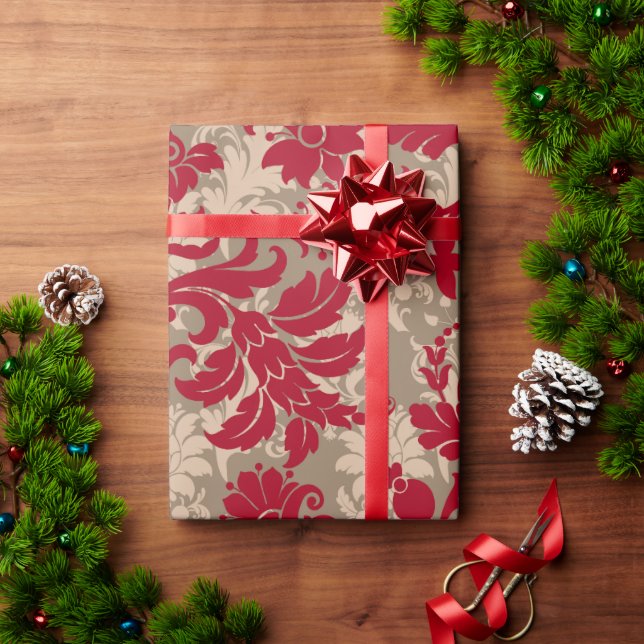 Land Weihnachten Rotbraun rustikale Blumenmuster Geschenkpapier (Feiertagsgeschenk)