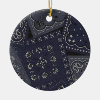 Land-WeihnachtsblauBandana Keramikornament