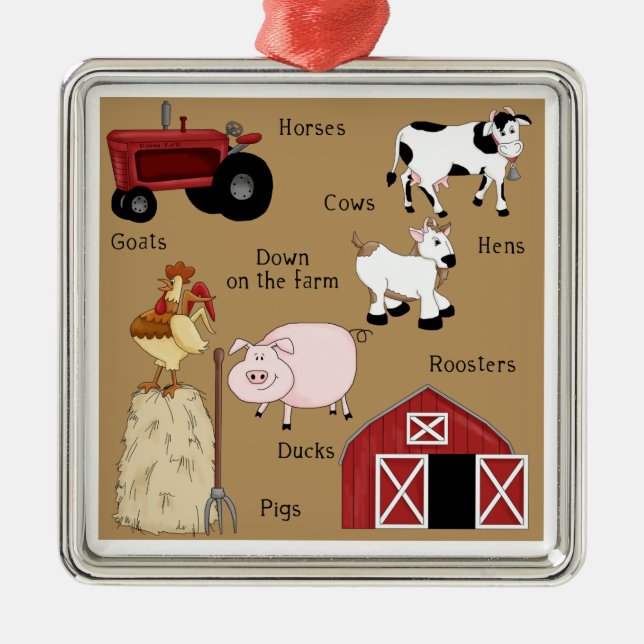 Land-Weihnachtsvieh Ornament Aus Metall (Vorne)