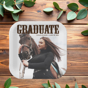Land Western Absolventenfoto Cowgirl Abschlussfeie Pappteller