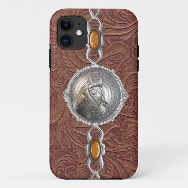 Land-Western bearbeitete ledernen iPhone/iPad Case-Mate iPhone Hülle (Rückseite)