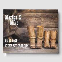 Land Western Cowboy-Stiefel Hochzeitsgästebuch