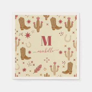 Land Western Handgezeichnetes Muster Monogramm Sch Serviette