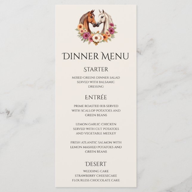 Land Western Pferde Menükarte (Vorderseite)