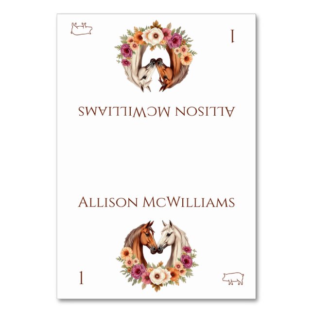 Land Western Pferde Schweinefleisch Tischnummer (Vorderseite)