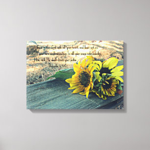 Land-Western, Sonnenblumen und Bibel-Vers Leinwanddruck