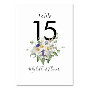 Land Wildblumen Grün Posy Hochzeit Tischnummer